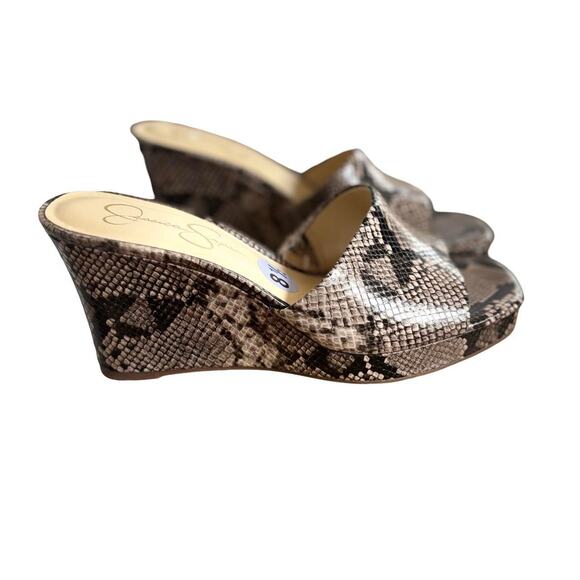 JESSICA SIMPSON SNAKE PRINT WEDGES PLATFORM SANDALS SZ. 8.5 NEW - Picture 6 of 7